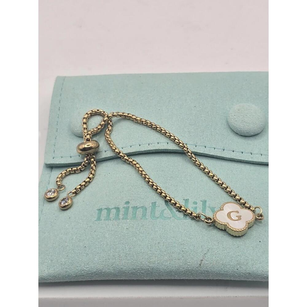 NEW Mint & Lily Clover 18K Gold Plated 'G' Initial Bracelet